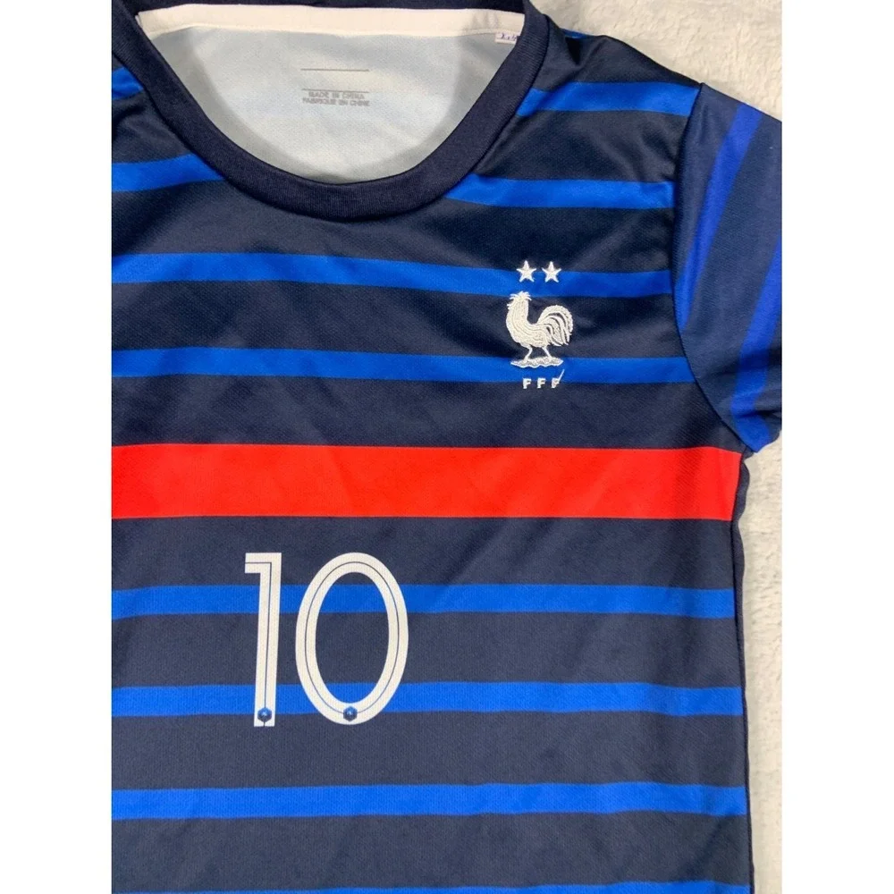 Fff Kylian Mbappe France National Team Jersey Unisex Size 24 Blue Youth Soccer